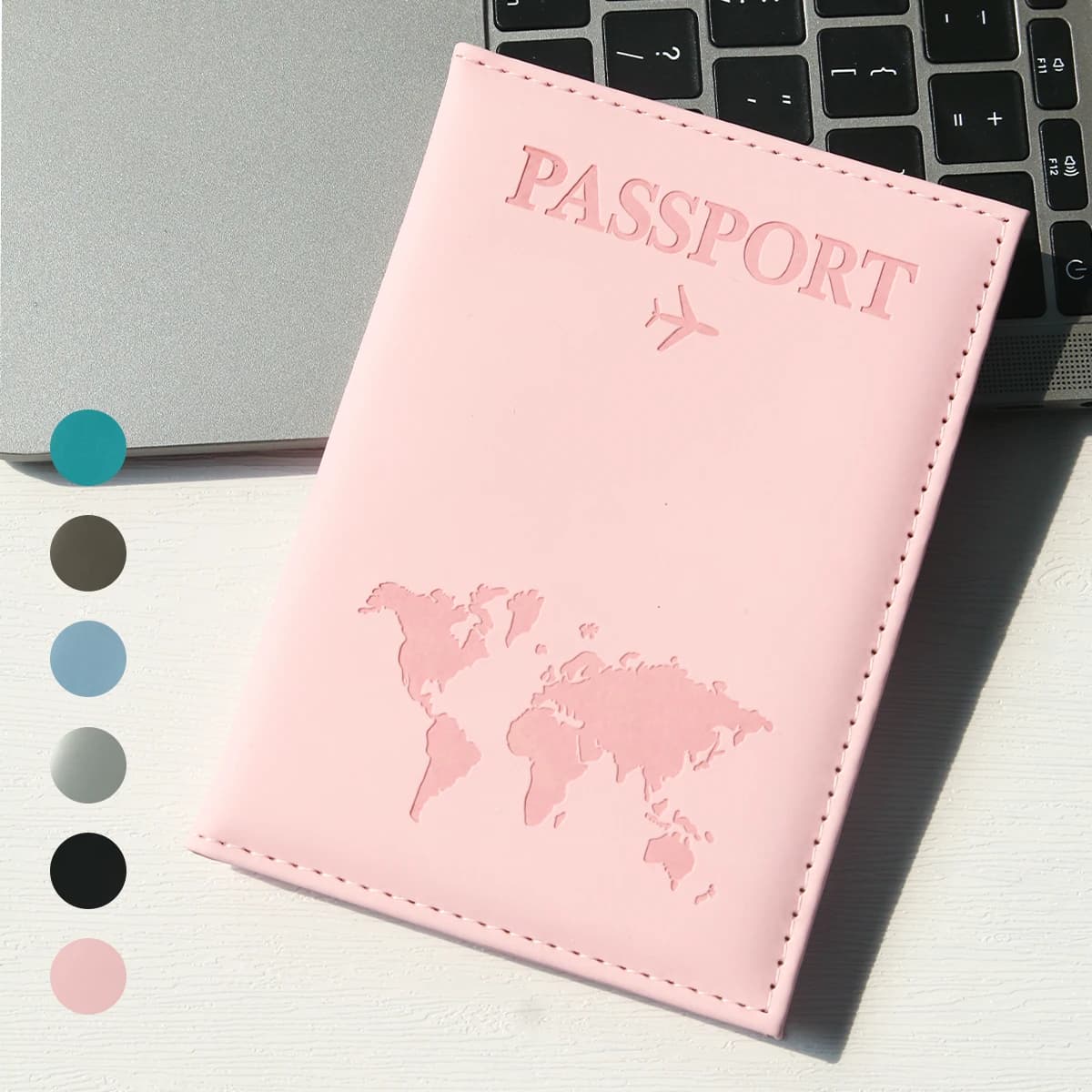 Copertina per passaporto in pelle PU con mappa - Essenziale da viaggio portatile sottile per crocieri, vacanze - Supporto indispensabile