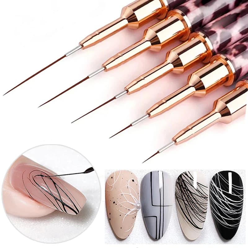 14 dimensioni Pennello per nail art Manico in metallo Pennello per fodera per unghie Modello a strisce Pennello per pittura Estensione gel UV acrilico Disegno Penna per intaglio