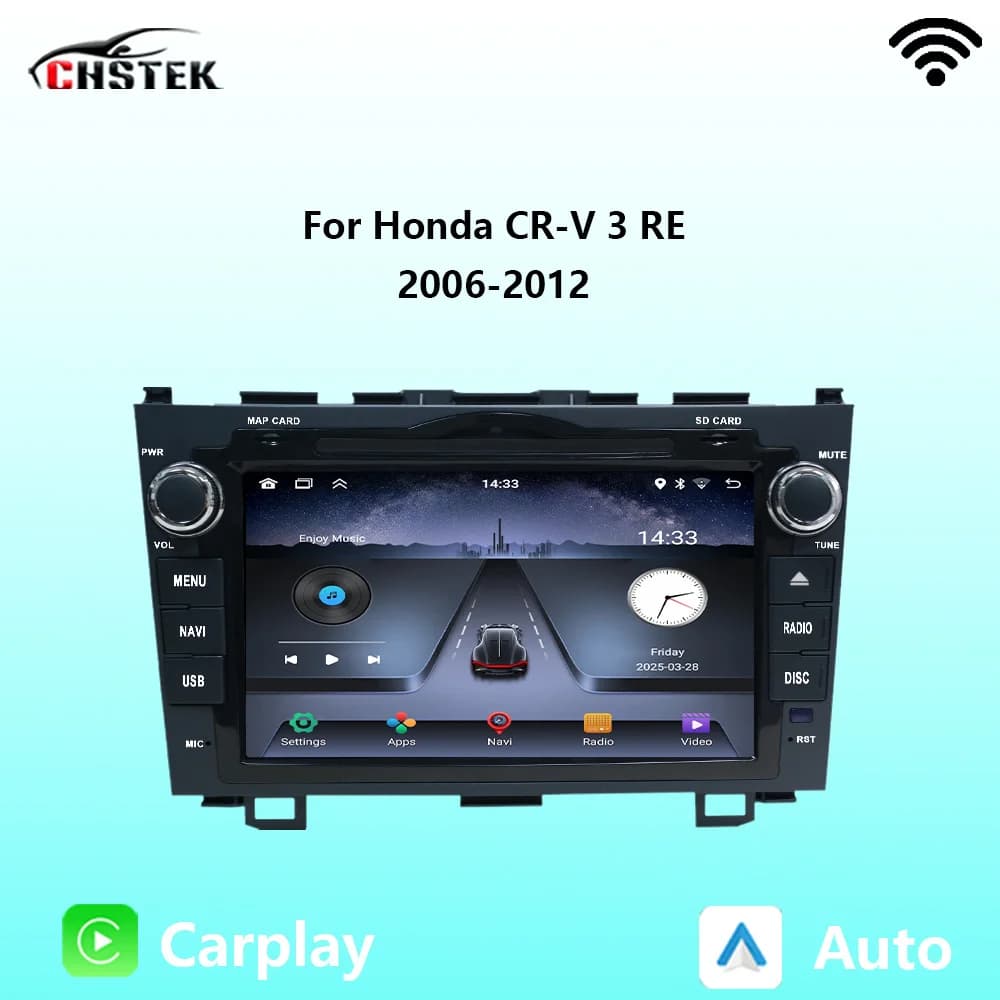CHSTEK Autoradio Carplay Android Auto Per Honda CR-V 3 RE 2006-2012 CRV Lettore Multimediale Bluetooth di Navigazione WIFI GPS Stereo