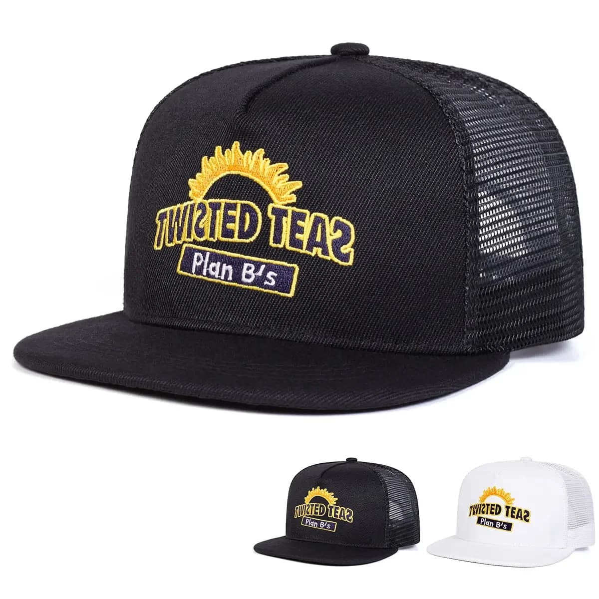 Cappelli da baseball unisex TWISTED TEAS con ricamo, stile hip-hop, in rete, per primavera ed estate, regolabili, sportivi, casual, con protezione solare.