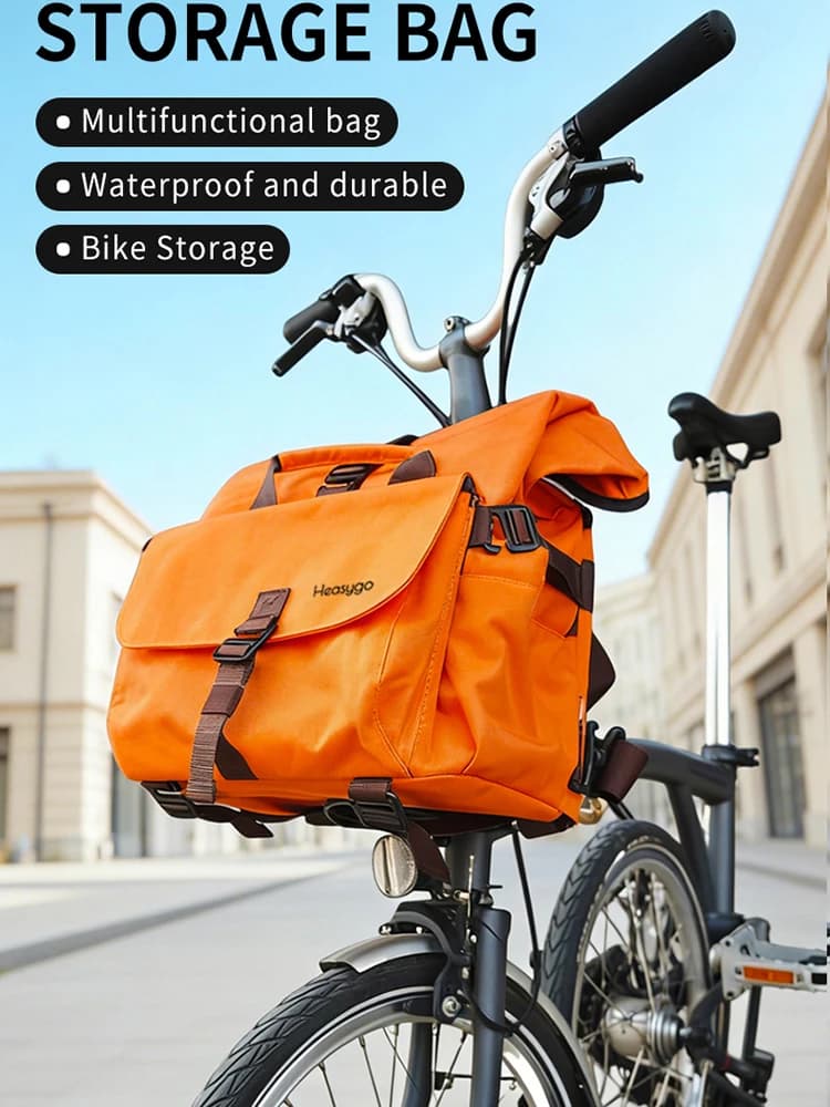 Borsa portaoggetti da ciclismo da 16 litri adatta per bici pieghevole Brompton Dahon con adattatore a naso di maiale e zaino multifunzionale impermeabile per telaio