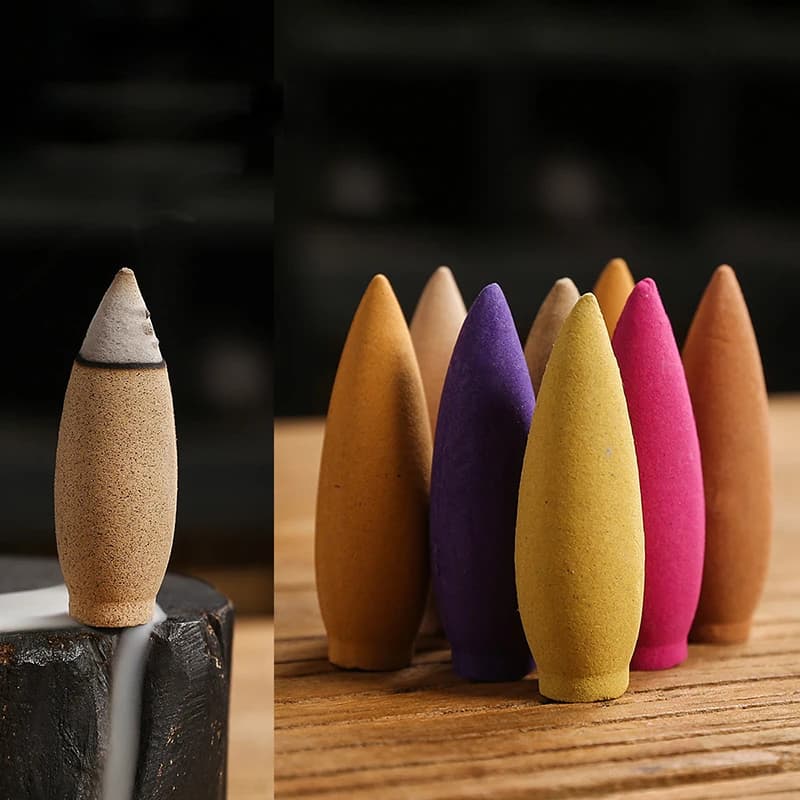 Coni di incenso naturali di grande flusso da 100 g 30 minuti di legno di sandalo Profumi di lavanda per la casa Incenso a cono grande al gelsomino