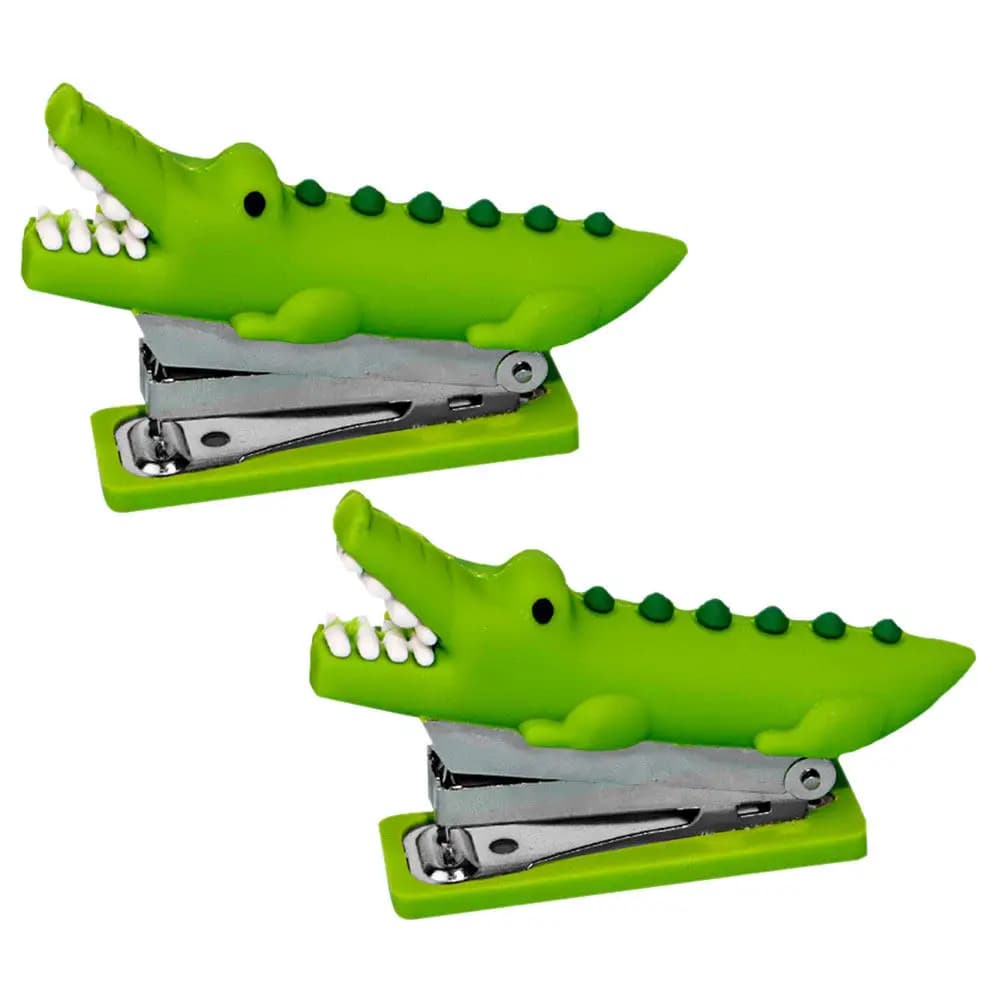 2 Pezzi Graffettatrice per Piccoli Documenti a Forma di Coccodrillo in Silicone, Graffettatrice Portatile per Ufficio, Rilegatura di Libretti, Decorazione Carina da Scrivania