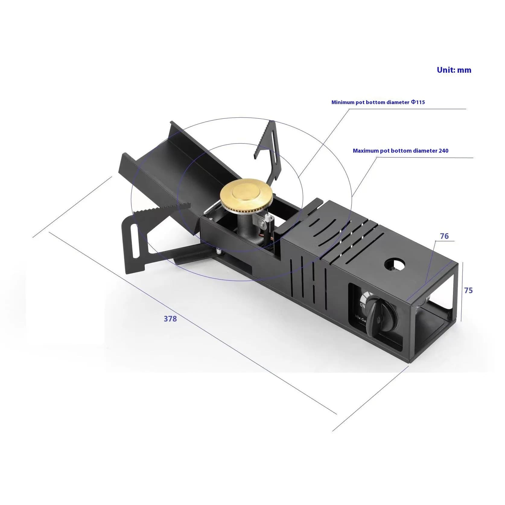 Fornello a Gas Portatile Pieghevole Mini, Nuovo Design, Alimentato a Butano per Campeggio, Applicazione Manuale