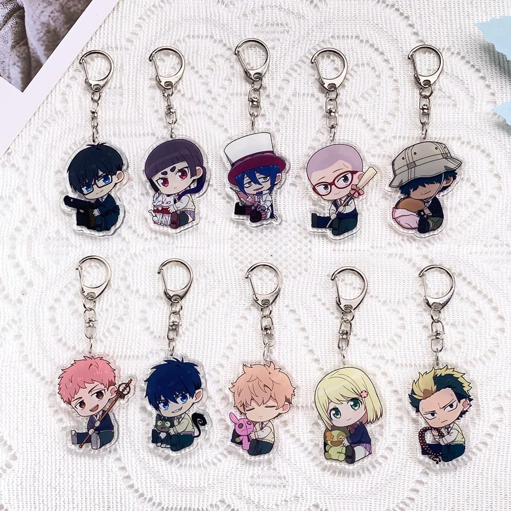 10 pezzi di portachiavi in acrilico con personaggi anime Blue Exorcist, accessori, regali per amici, cartoni animati ​ Ciondoli per borse e zaini