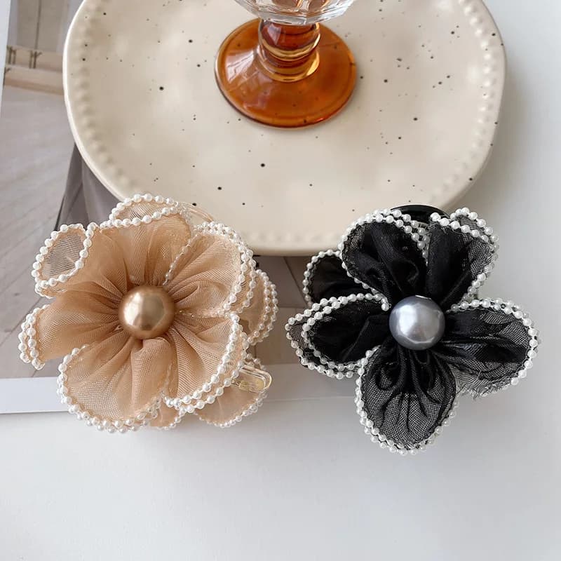Fermaglio per capelli a forma di girasole in rete per donna, nuovo stile, per trecce sul retro della testa con clip a forma di squalo