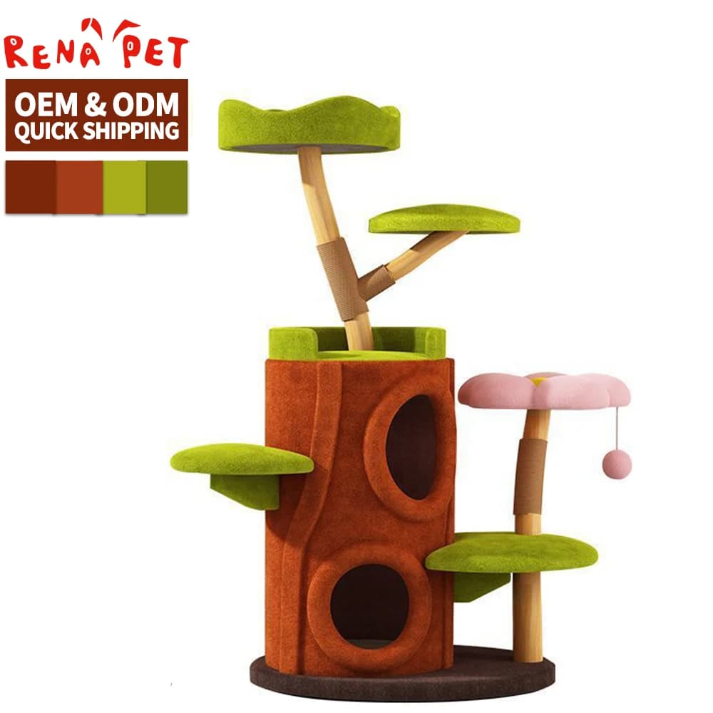 Solid Wood Luxury Cat House Tree