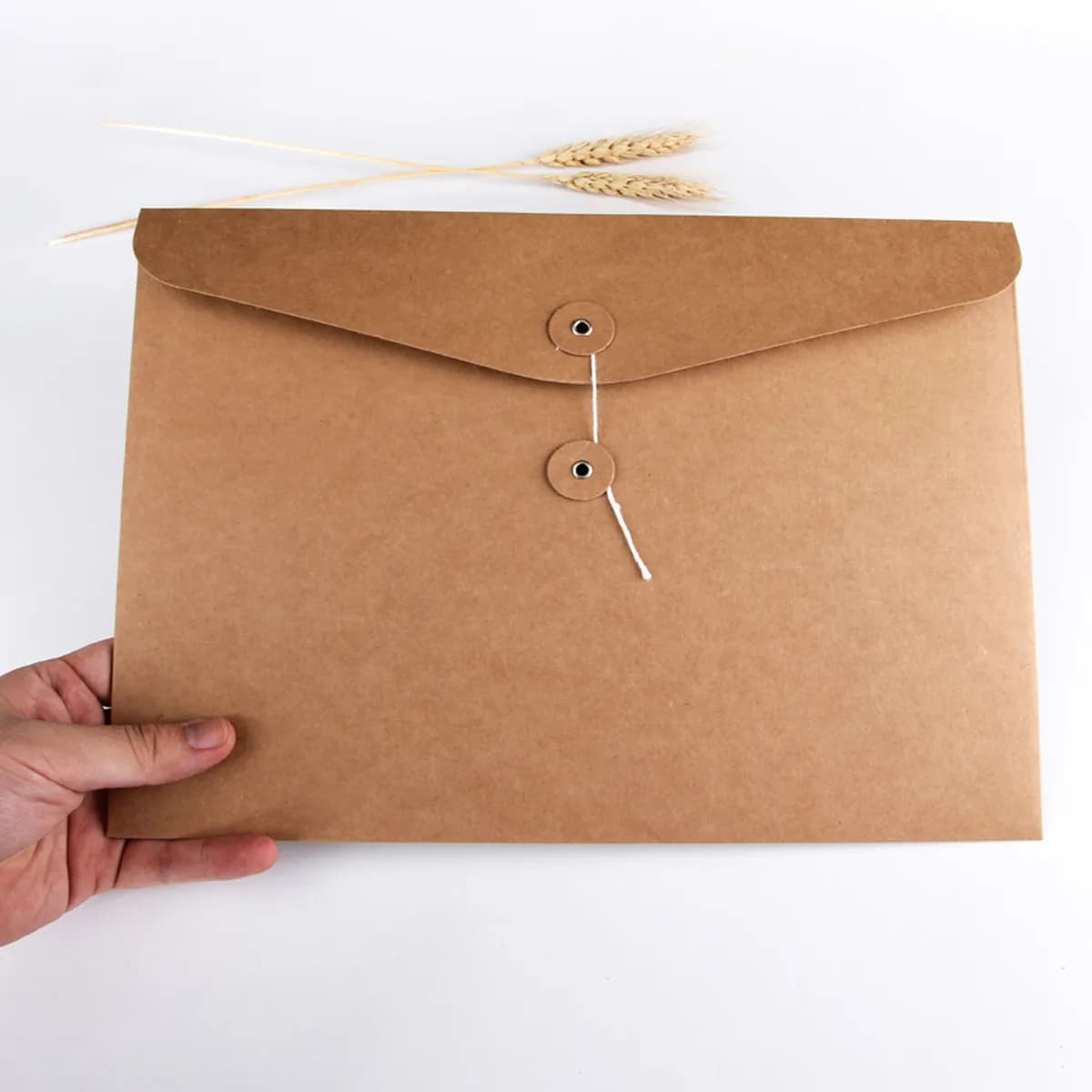 10Pcs File Bag Kraft Paper Document Pouch Organizer Office Receipt Folder Storage Envelope Holder A5 Horizontal Brown