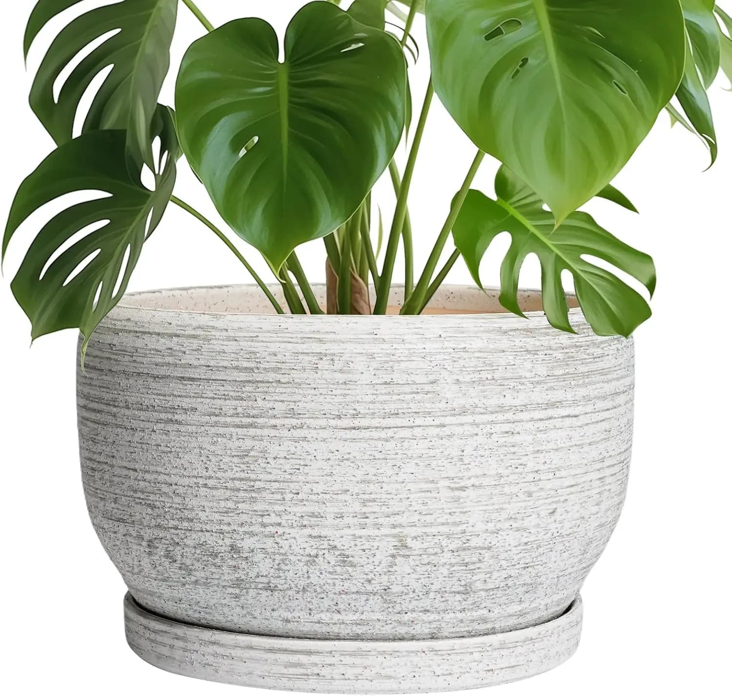 Vasi in Ceramica - Vaso per Piante da Interno da 10 Pollici con Foro di Drenaggio e Sottovaso, Fioriera Moderna in Ceramica per Esterni, Decorativa Grande