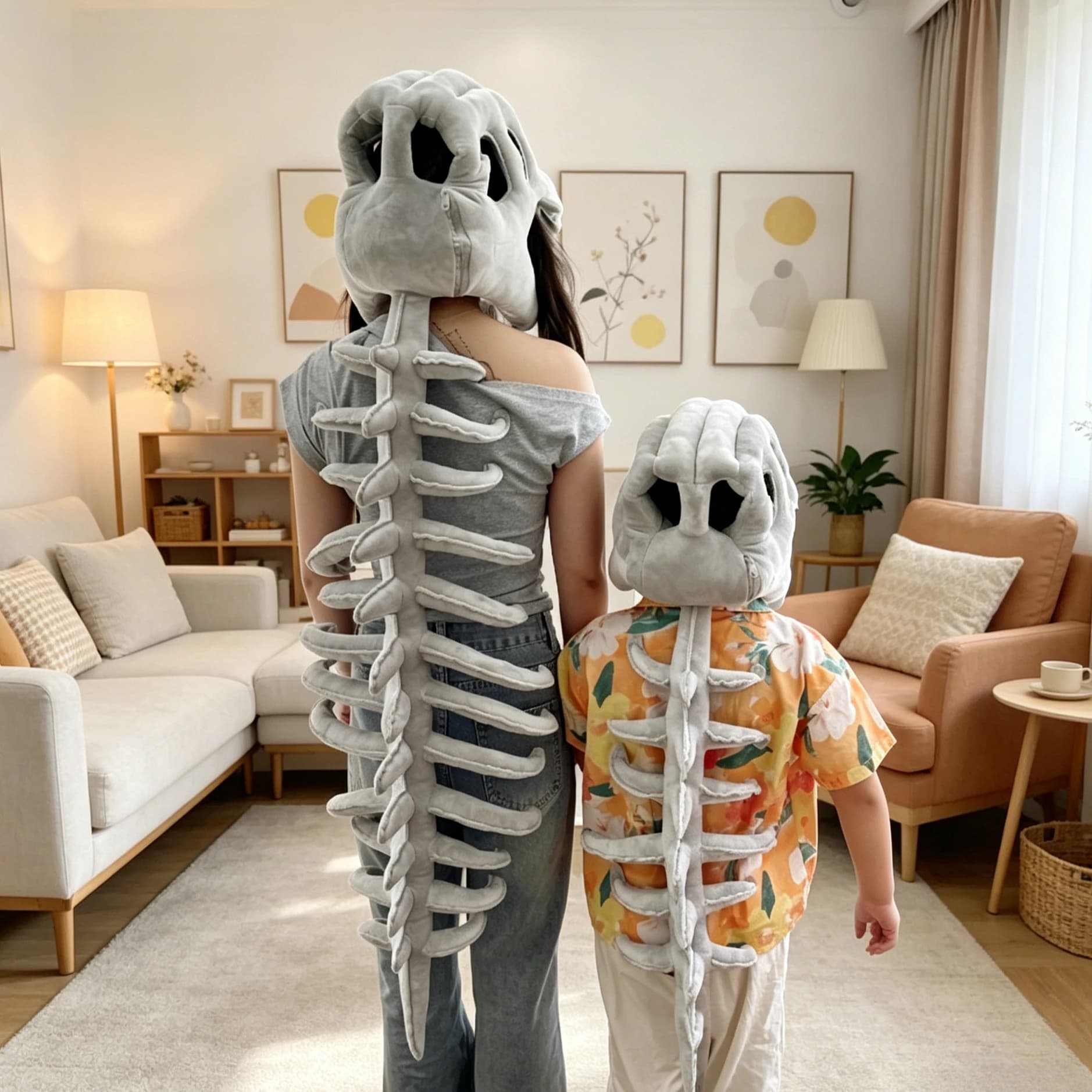 Nuovo Costume da Dinosauro Cinese in Peluche con Maschera, Scheletro di Dinosauro Imbottito, Regalo di Compleanno per Feste