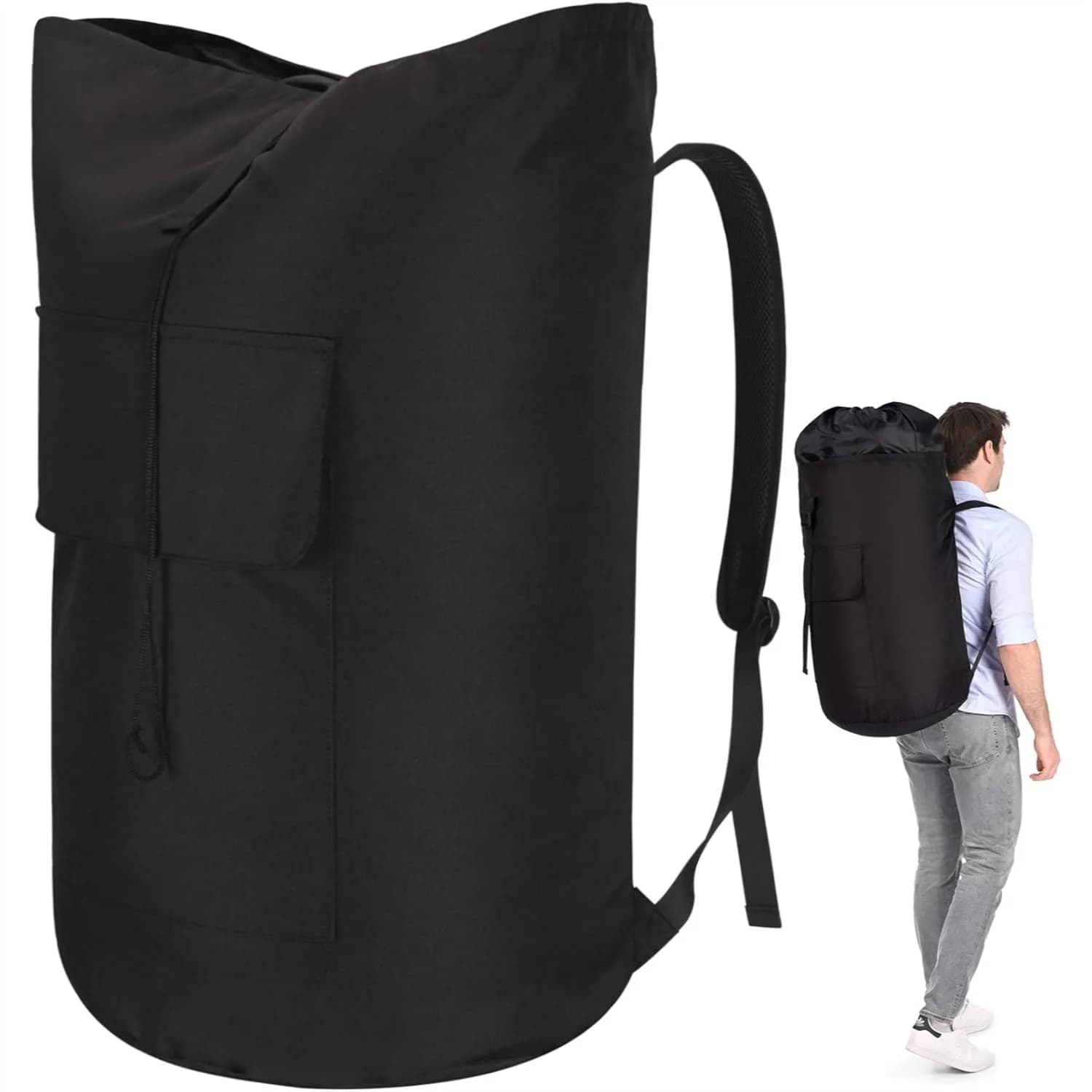 Zaino per Bucato Resistente da 115L, Borsa Extra Large per Lavanderia Universitaria con Spallacci Imbottiti e Chiusura a Coulisse per Dormitorio