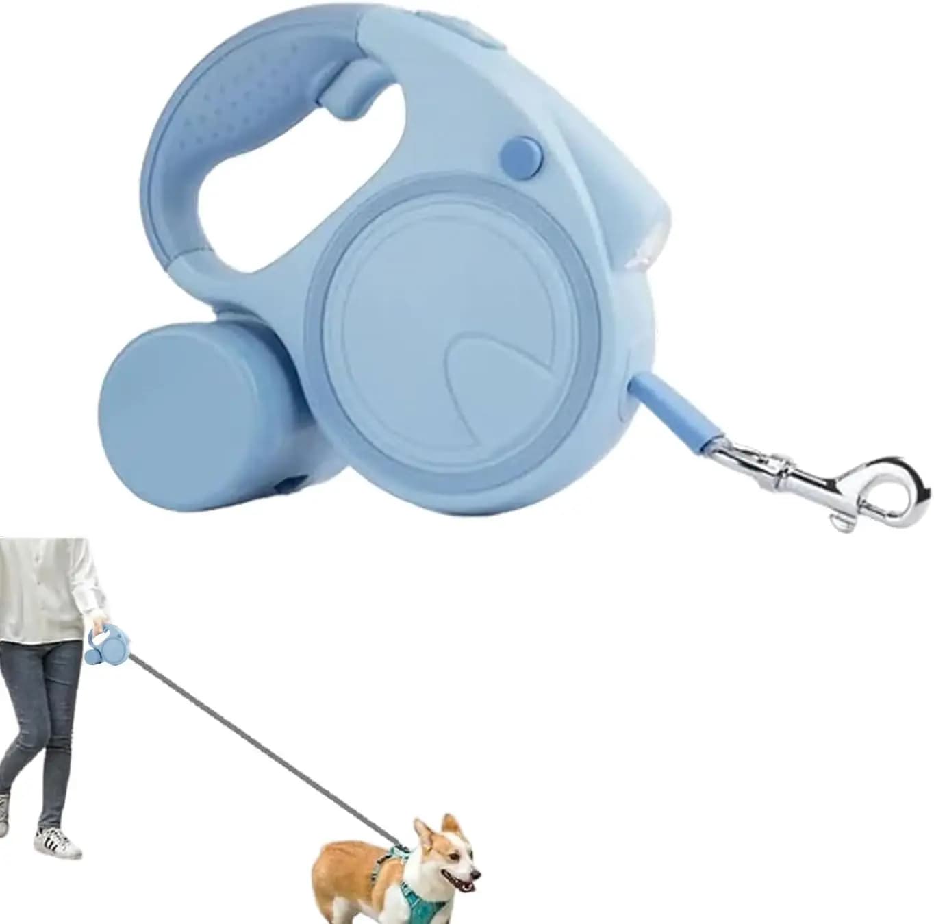 Nuovo Guinzaglio Retrattile per Cani 2026 con Torcia e Dispenser, Guinzaglio Retrattile da 4,8 m Perfetto per la Sicurezza