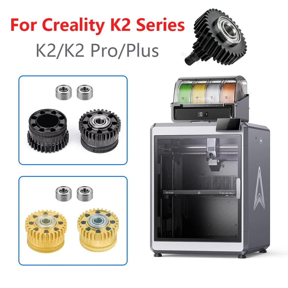 For Creality K2 Pro/Plus Helical Extruder Gear All-Metal Dual Drive & Reduction Gears | High Precision Durable 3D Printer Parts