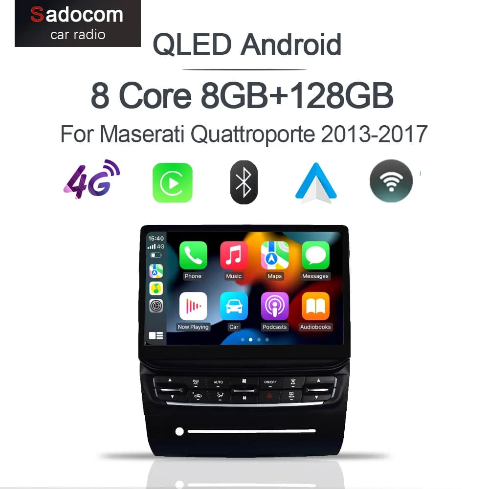 10.1 "Android 12.0 CarPlay Navigazione GPS 4G WiFi RDS Stereo Auto Lettore Multimediale Auto Radio Per Maserati Quattroporte 2013-2017