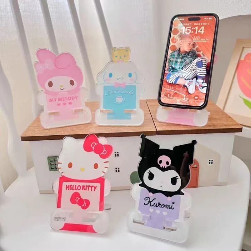Cartoon Sanrio Hello Kitty Cinnamoroll Acrylic Mobile Phone Bracket Cute High-value Ins Wind Portable Desktop Bracket Ornaments