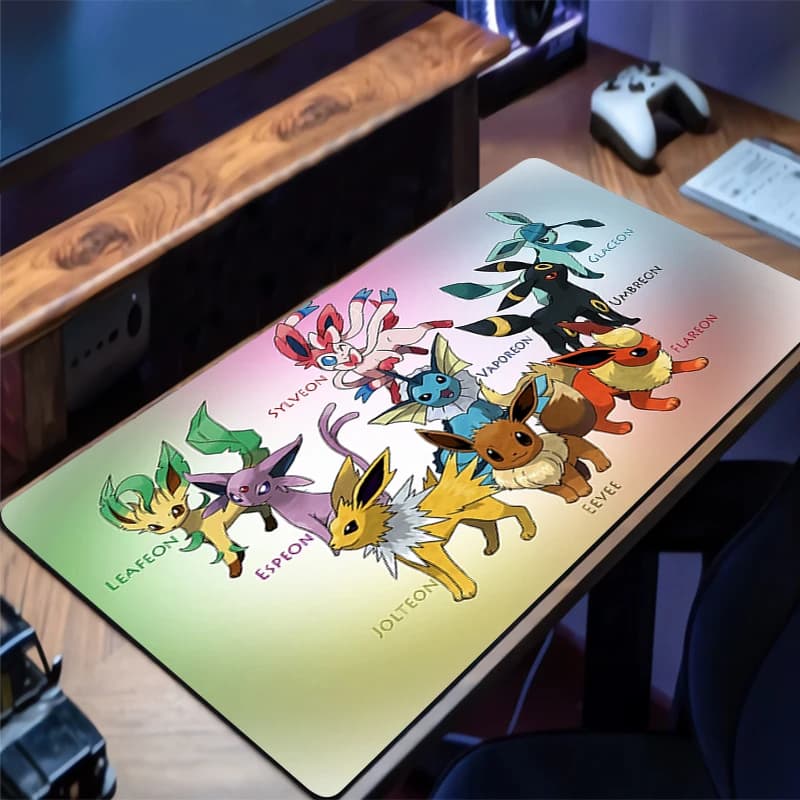 Tappetino per mouse colorato, grande, antiscivolo, esteso, per scrivania, in gomma, con design anime Pokemon, accessori per gamer, tappetino per mouse da gaming per notebook