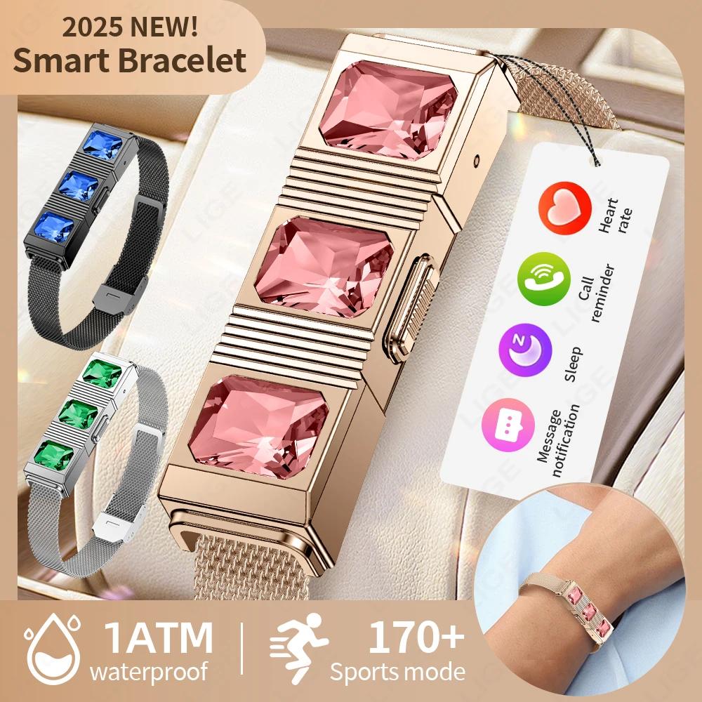 Smart Bracelet with Fashionable Rhinestones, Health Monitoring, Sleep Heart Rate Monitoring, Sports Strap, 1ATM Waterproof Smart Watch for Android IOS