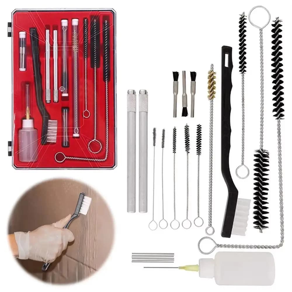 17/23 pezzi set di spazzole per pulizia ugello spruzzo aerografo custodia per riparazione aerografo kit pulito spruzzatore di vernice pneumatico