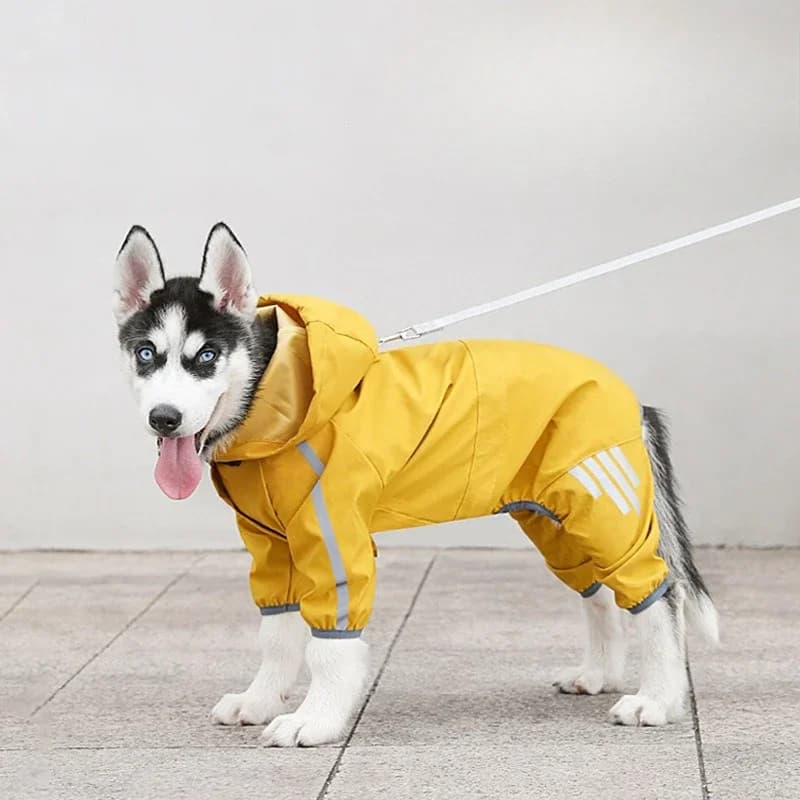 Impermeabile per Cani con Cappuccio, Poncho Impermeabile per Cuccioli con Striscia Riflettente, Giacca Leggera per Cani con Foro per Guinzaglio