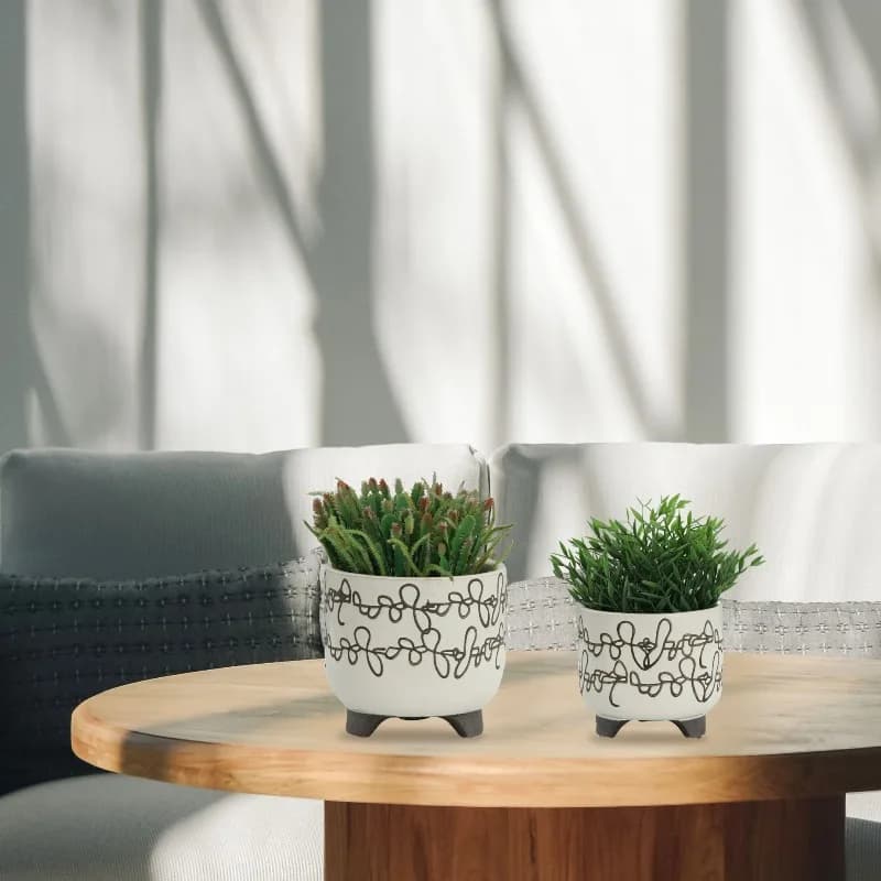Ceramic Planter with graffiti - Flower Jars without Drainage Holes Decorative Containers Cute Pot Plants Interior Plants