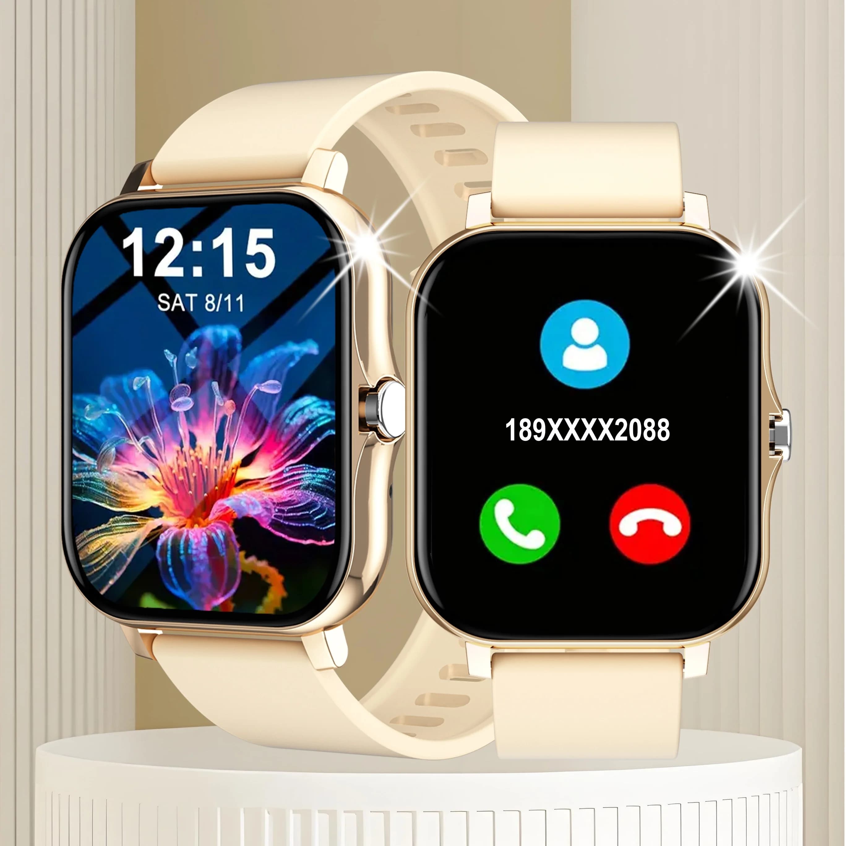 New Full-Touch Screen Silicone Strap Smartwatch for Men and Women, Sports Fitness Outdoor Pedometer, Watch Faces