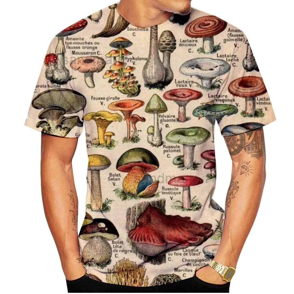 T-shirt da uomo Retro Mushroom Tee Summer 3d Print t-shirt da uomo o-collo manica corta Casual Fashion Top abbigliamento da uomo t-shirt oversize
