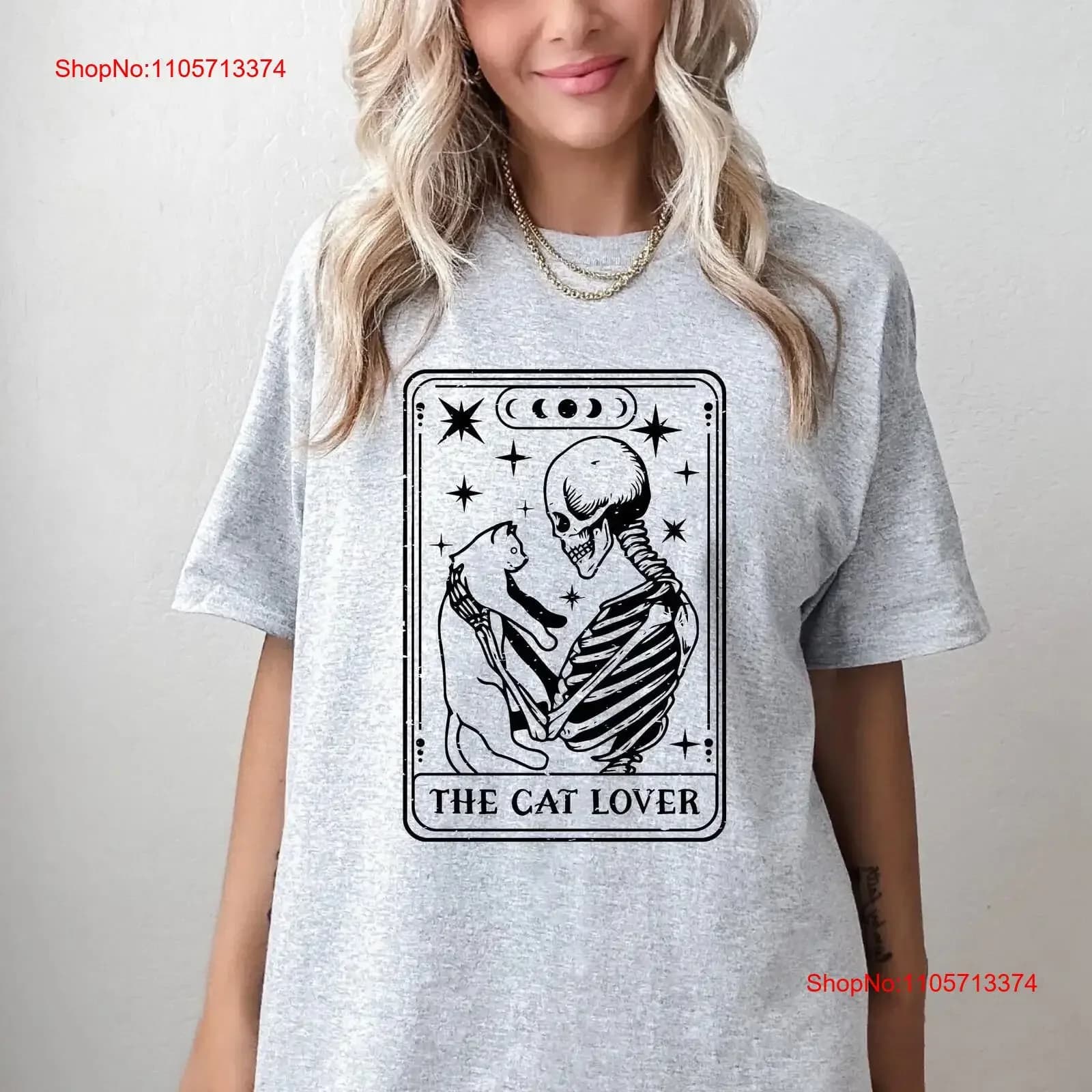 The Cat Lover T Shirt Loving Skeleton Witch SweaT Tarot Card vintage Washed Breathable homme designer clothes Soft Unisex