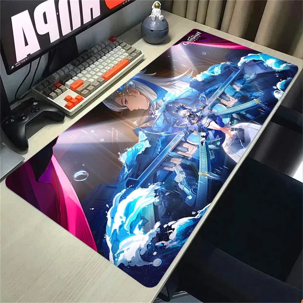 Large XXL 90x40cm Kawaii Fantasy Water Girl Gaming Mouse Pad Non Slip Rubber Stitched Edge Desk Mat For PC Laptop Office Gift