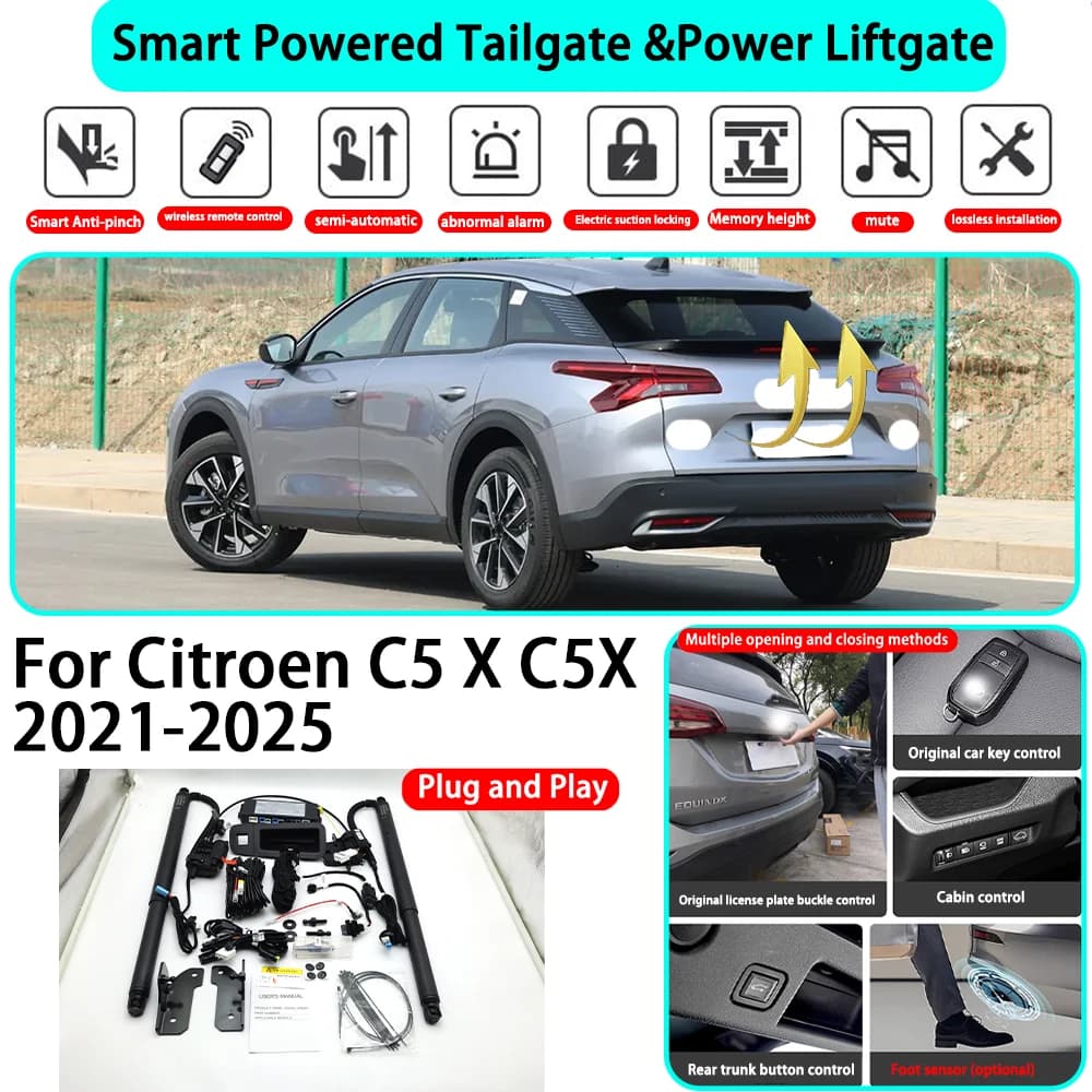 Kit Portellone Elettrico Automatico Intelligente OEM per Citroen C5 X C5X 2021-2025, Chiusura con Chiave, Plug and Play