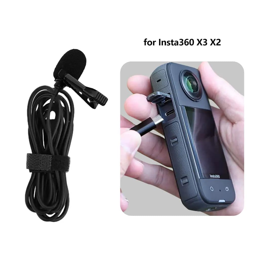 Omnidirectional camsteer small microphone Lav for recording Video noise deletion external, for insta360 X3 One X2 One Rs Camera