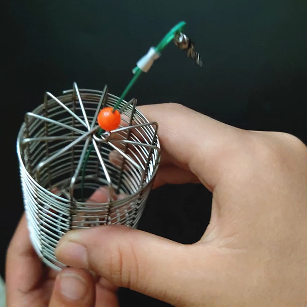 Set di 5 Gabbie per Esche da Pesca in Acciaio Inox, Rete per Attirare Carpe, Portaesche da Pesca, Accessori per la Pesca