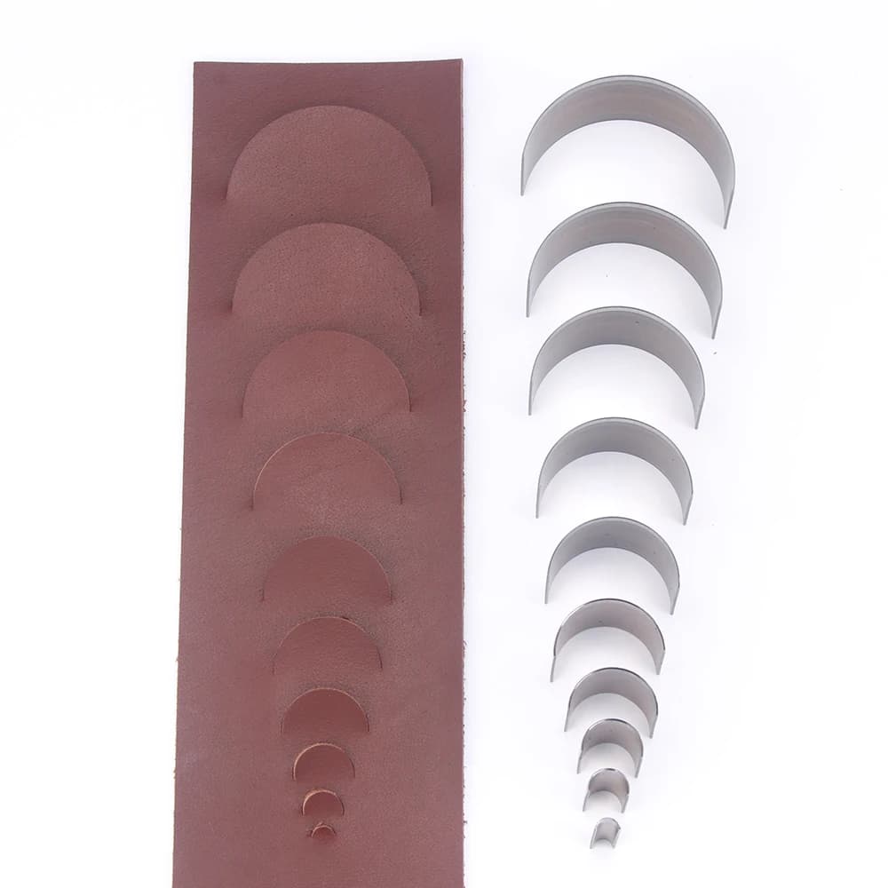 10pc/set Half Circle Punching Die of DIY Belt Tail, Leather Bag Shoulder Belt Tail Cutting Die, C-type DIY Leather Stamping Tool