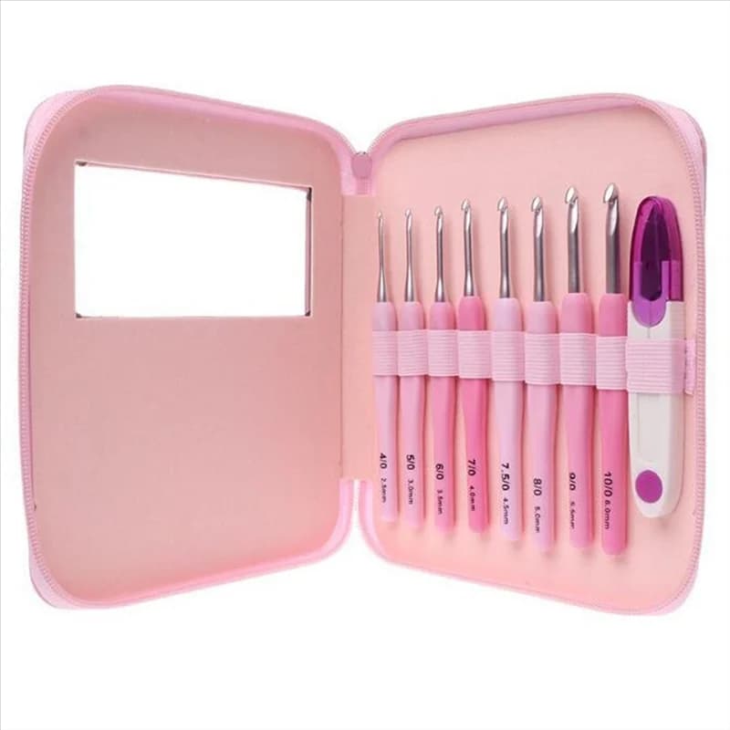 ETRT 9 pezzi kit uncinetto ergonomico manico morbido set di ganci in alluminio con 8 dimensioni per artigianato fai da te maglieria uncinetto forniture