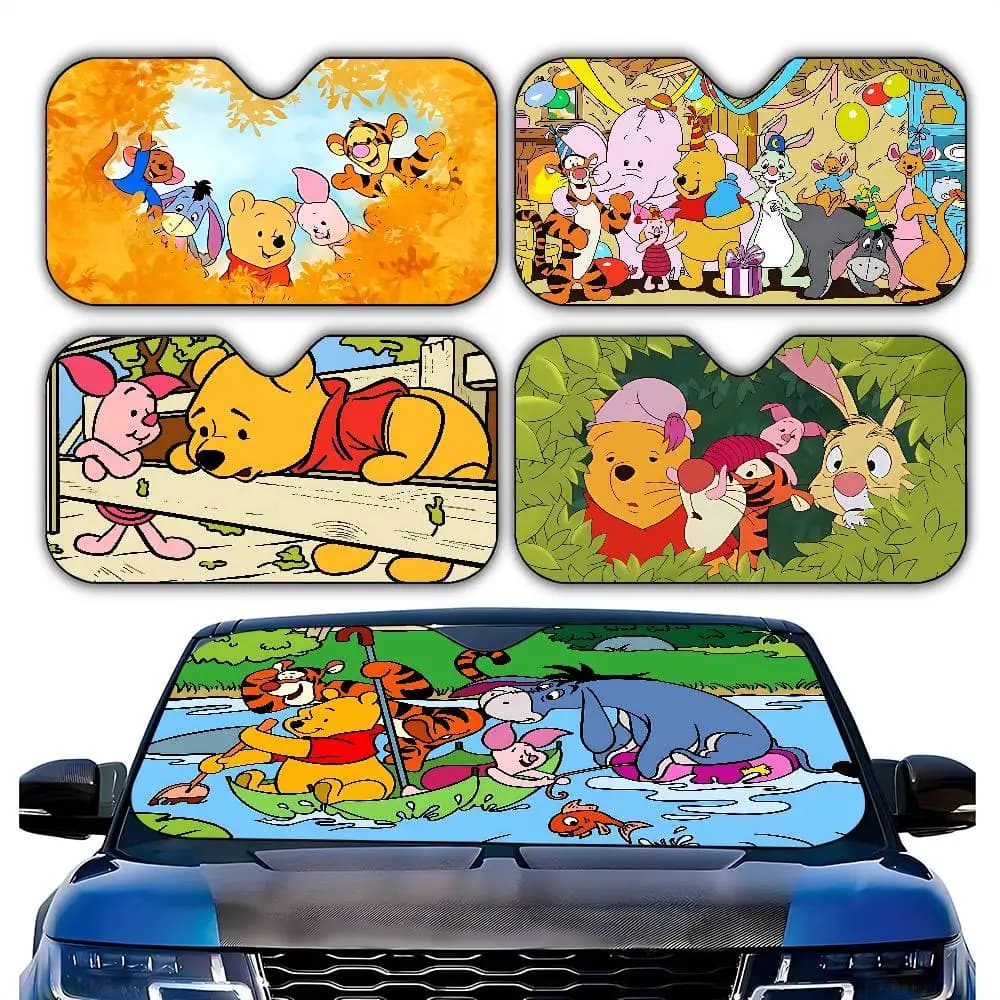 Parasole per Parabrezza Auto Classico Anime Winnie the Pooh, Elegante e alla Moda, Copertura per Parabrezza Auto, Tenda Parasole per Auto