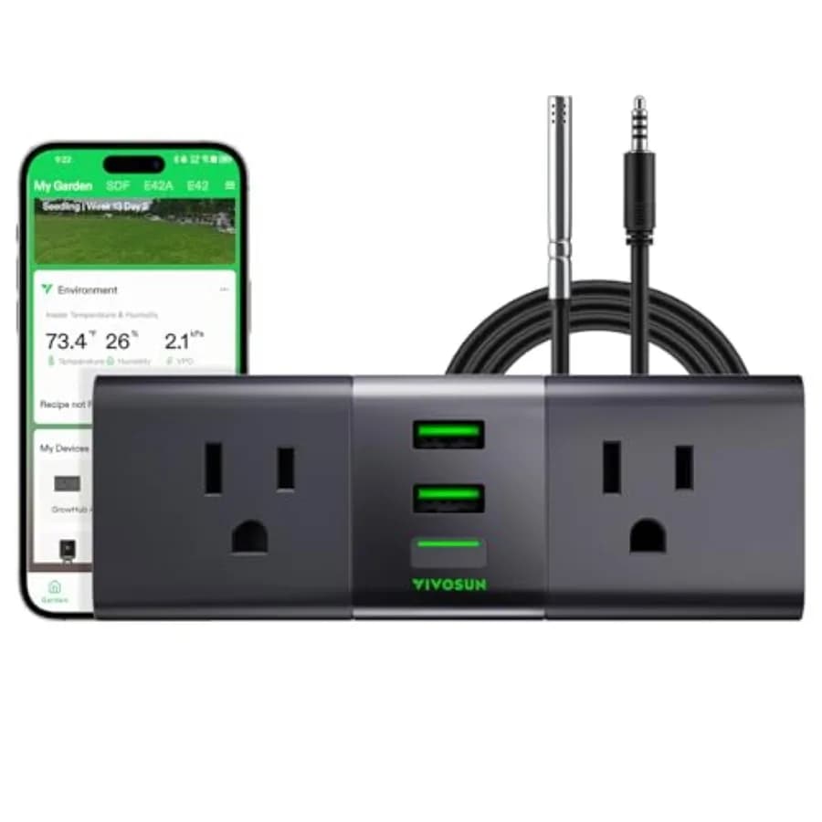 Controller Outlet con Sensore di Temperatura e Umidità, Controller Ambientale Smart WiFi, Presa Intelligente, Termostato, 15A