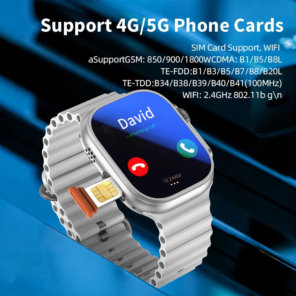 Smartwatch Ultra 4 5G LTE Android 15.0 con Schermo Amoled da 2,29'', Fotocamera Rotante da 900W, Slot per Scheda SIM e Videochiamata