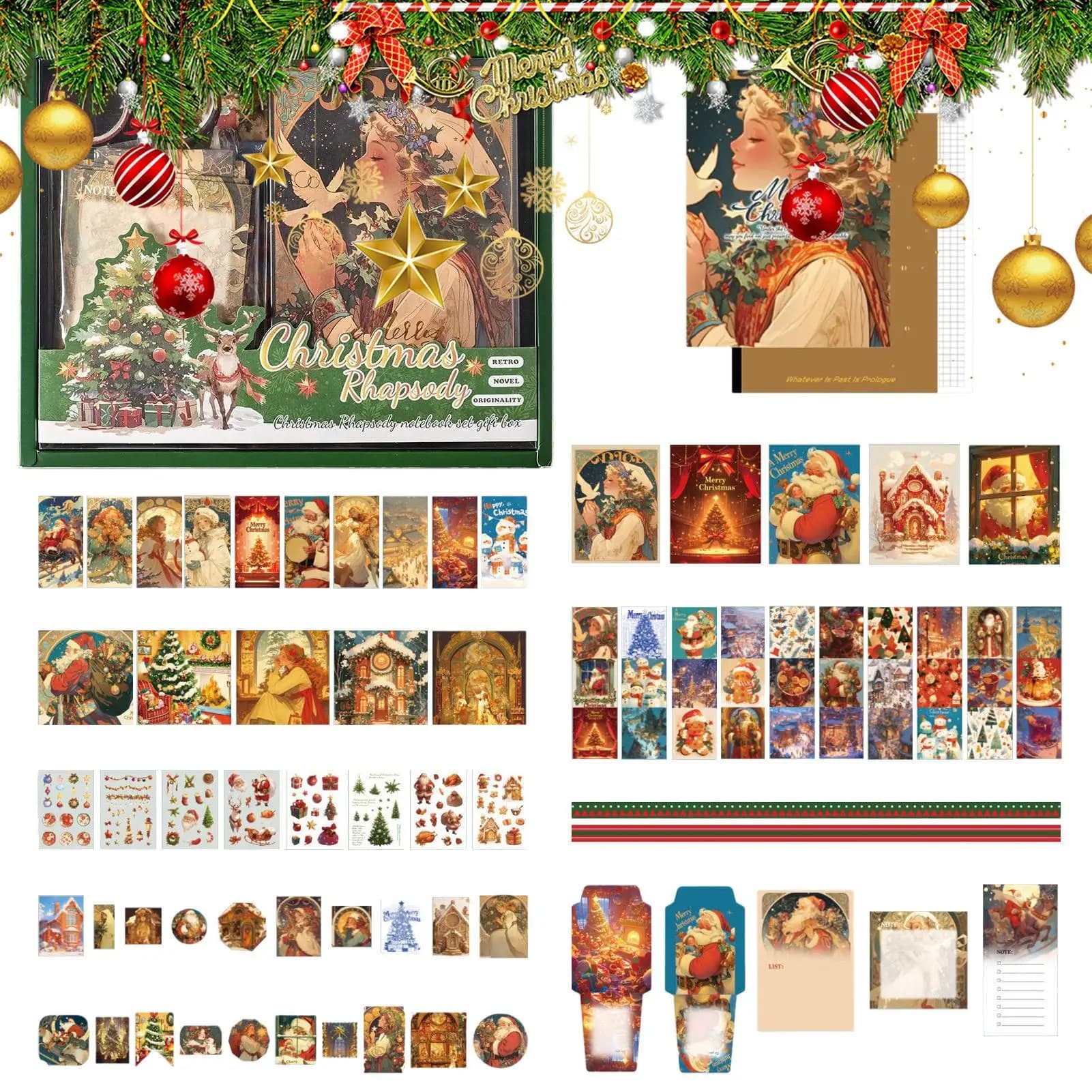Christmas Stickers For Scrapbooking With Notebook Christmas Card Stickers With Sticky Notes Holiday Decals Kit For Decoration
