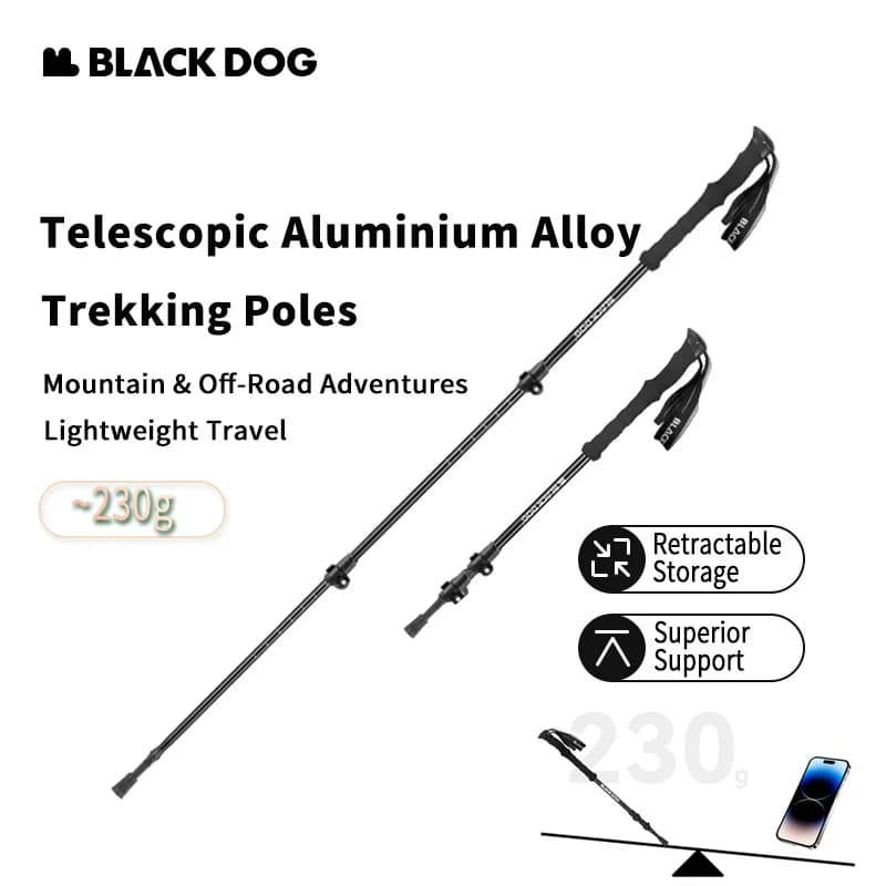 BLACKDOG Set di 2 Bastoncini da Trekking Pieghevoli, Bastoni da Escursionismo a Cinque Sezioni, Bastoni Leggeri per Camminata e Arrampicata