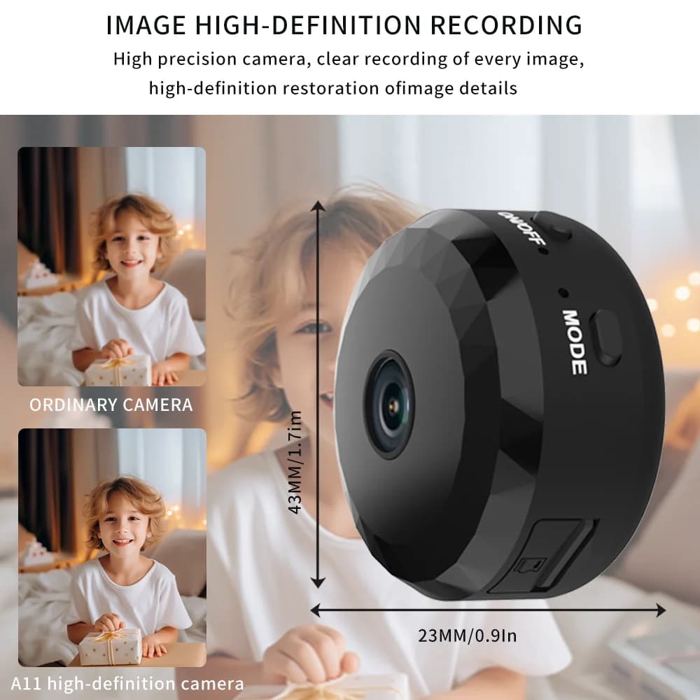 Smart Wireless Camera Black Mini Surveillance Camera Wifi Rechargeable Battery Long Standby Time Portable Security Protection Anti-Theft Magnetic Installation 360 ° Rotating Stand Monitors Every Corner