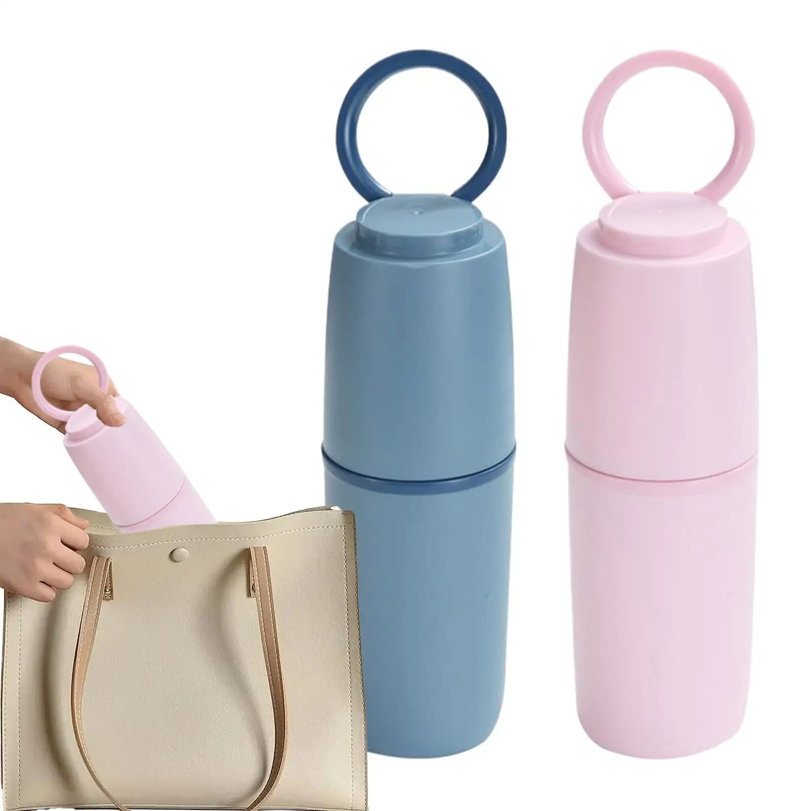 Porta spazzolino Custodia da viaggio Custodia per spazzolino da denti Tazze per il lavaggio della bocca 2 pezzi Contenitori portaoggetti Scatola per uomini Donne Bambini Hotel