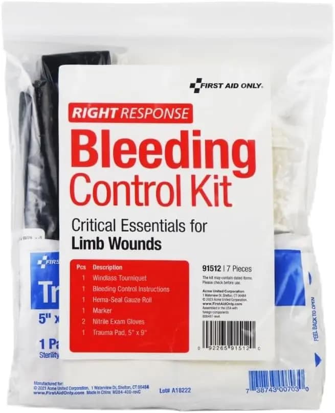 Kit di Controllo Emorragie d'Emergenza in 7 Pezzi per Ferite ai Arti, Forniture Essenziali di Pronto Soccorso