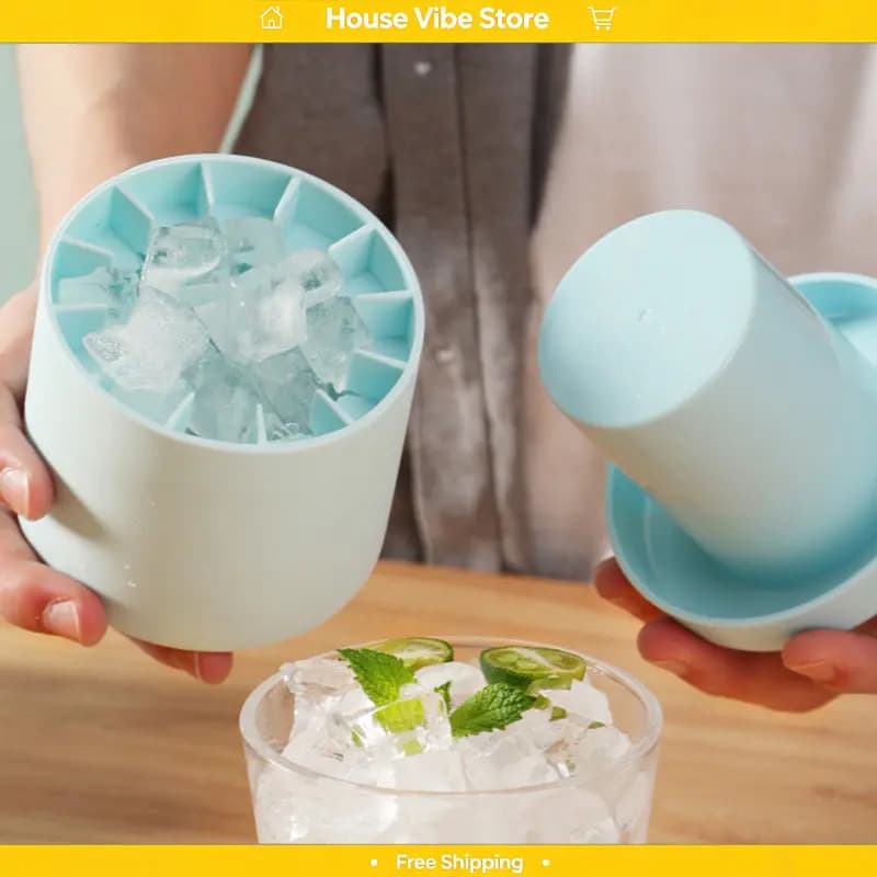 Stampo per Cubetti di Ghiaccio in Silicone, Contenitore Cilindrico per Ghiaccio, Tazza Portatile per Ghiaccio, Contenitore Refrigerante per Bevande da Cucina e Bar