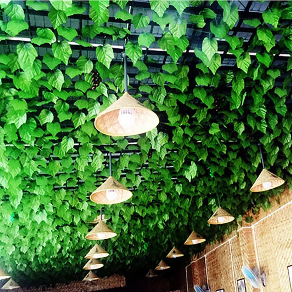 12 Pezzi Foglie di Vite Artificiali Ultra-Realistiche 230x9cm, Pianta Finta in Plastica, Fogliame Artificiale per Scrivania, Scaffale, Bancone