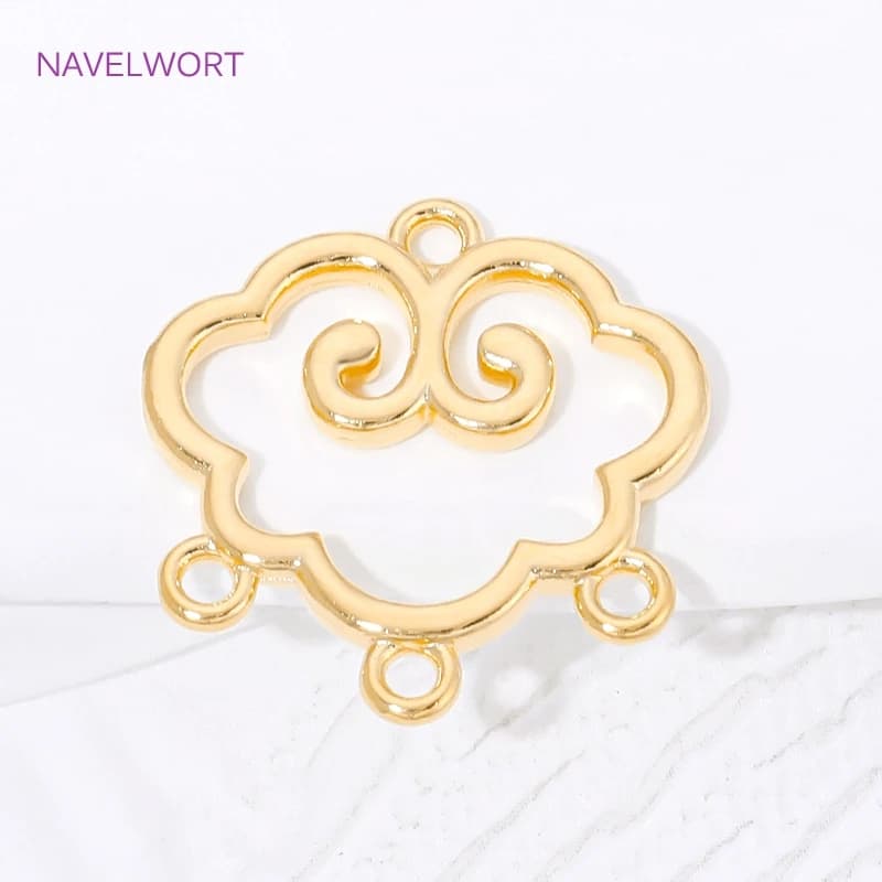 1/2/4 pezzi di connettori a forma di nuvola in ottone placcato oro 18 carati, connettori per perline, connettori per la creazione di braccialetti, componenti per gioielli