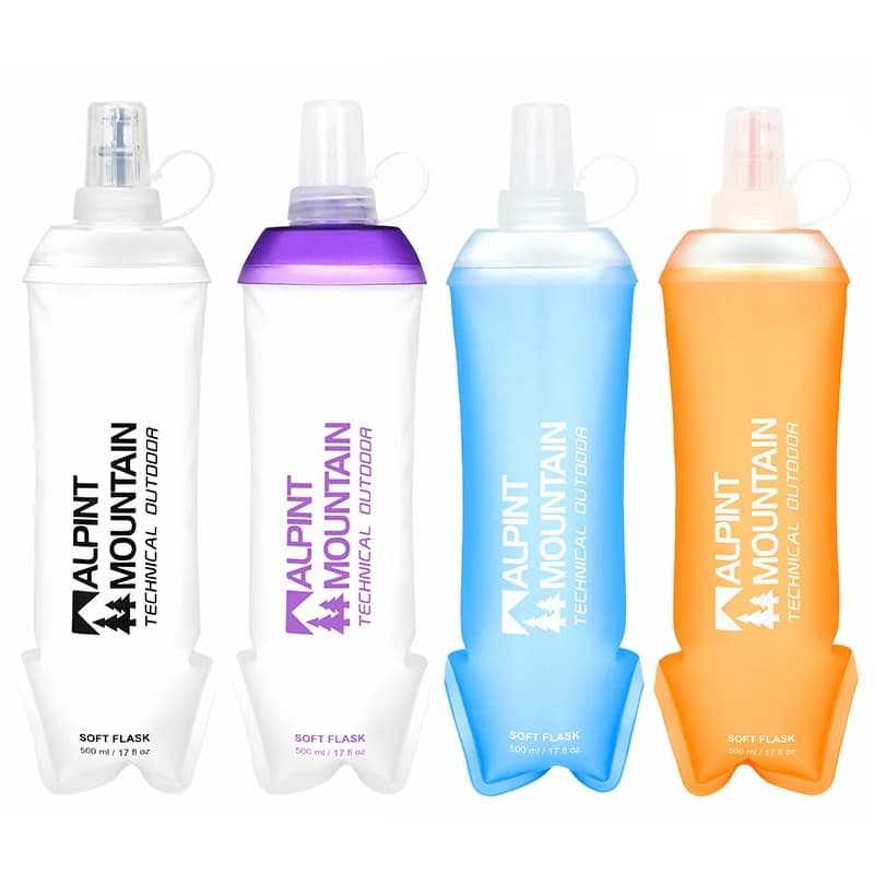 500ml Foldable Leak-Proof Soft Collapsible Water Bottle for Hydration Pack BPA Free TPU, Lightweight Soft Flask For Running