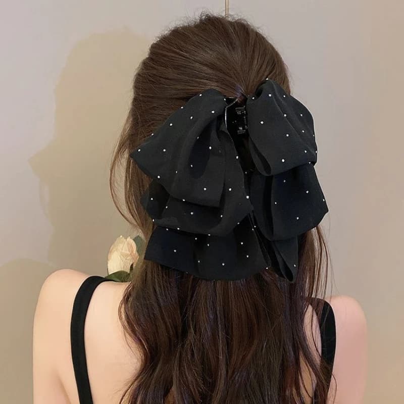 Nuova Molletta per Capelli in Chiffon Multistrato Nera Primavera Autunno 2026, Elegante Fermaglio per Capelli da Donna, Accessori per Capelli per Ragazze