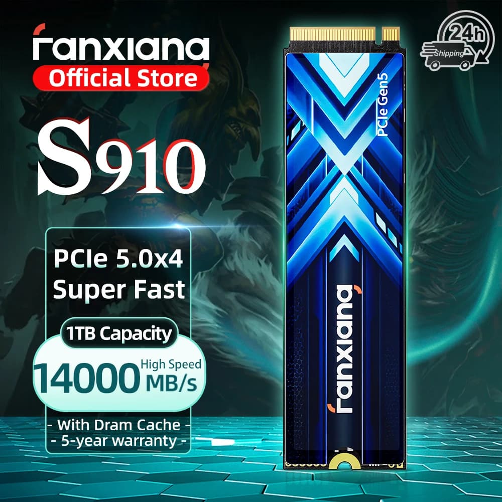 Fanxiang S910 Max/Pro SSD M.2 14000MB/s 1TB 2TB 4TB PCIe 5.0 M.2 NVMe 2.0 con Cache DRAM, Unità a Stato Solido Interna per Desktop