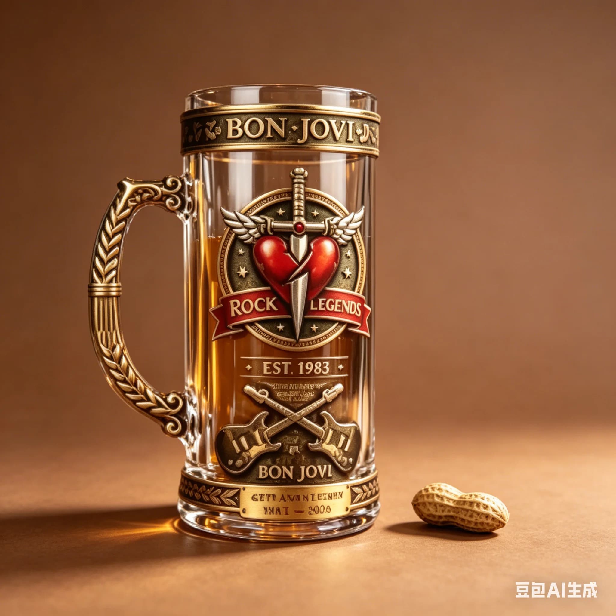 Tazza in Vetro da Collezione Bon Jovi 1983-2026, Leggende del Rock, Heavy Metal Band - Boccale da Birra a Tema Musicale Vintage