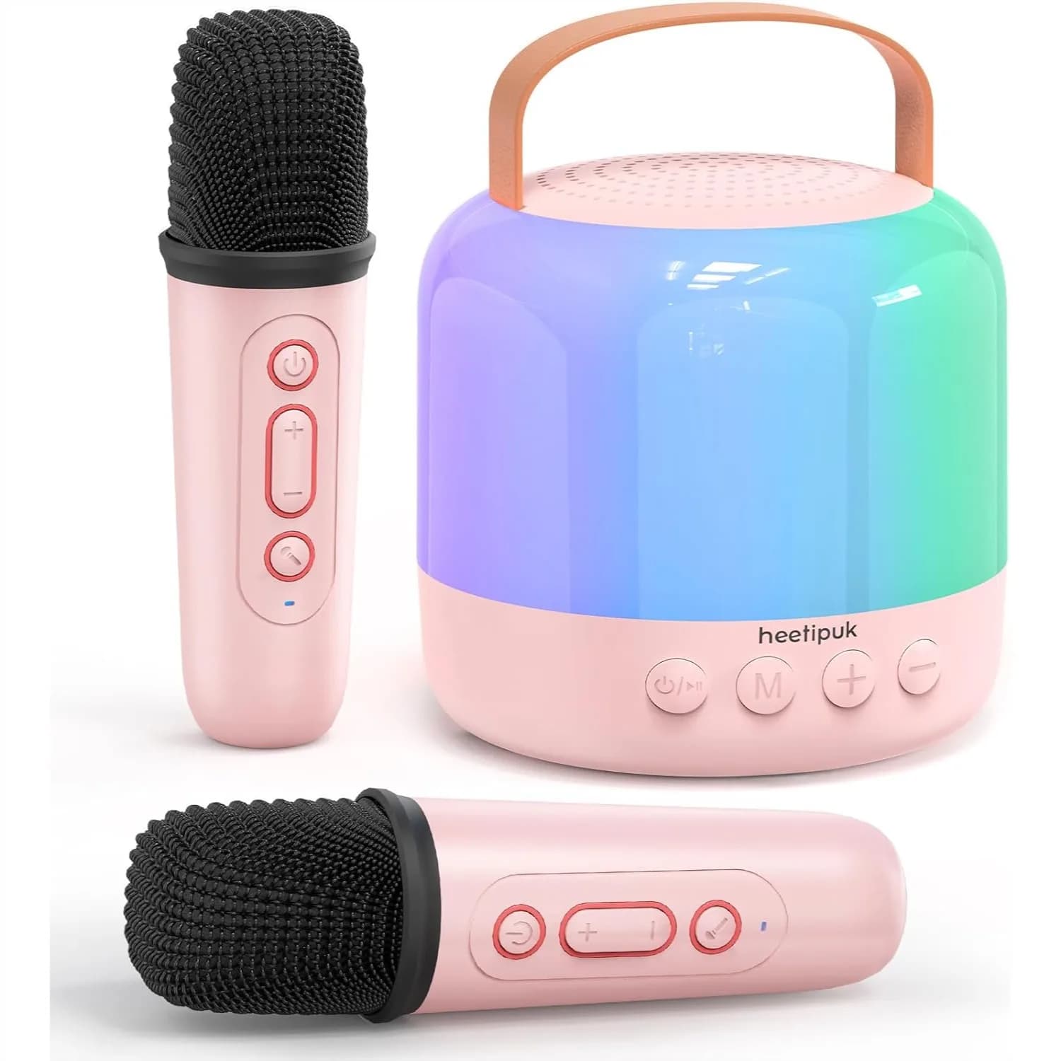 Macchina per Karaoke Portatile con Microfoni Wireless e Luci Scintillanti, Regalo Divertente per Bambini e Adulti