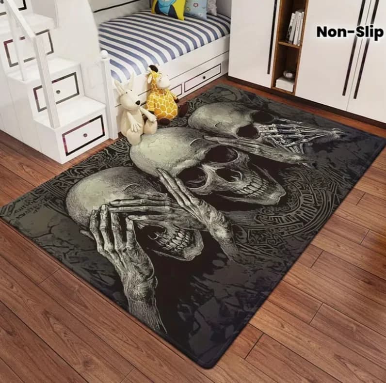 Skeleton Eye, Nose & Throat Trio Carpet – Non-Slip Bathroom Mats for Kitchen Rugs and Yoga Mat Absorbent Washable Polyester Rug